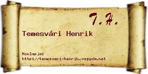 Temesvári Henrik névjegykártya